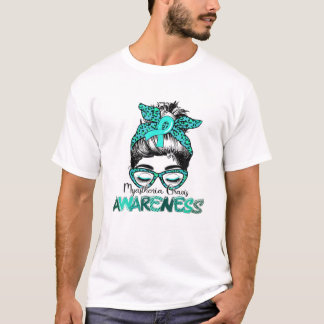 T-shirt Messy Bun cheveux Turquoise Ruban Myasthenia Gravi