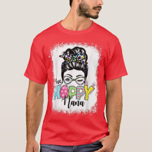 T-shirt Messy Bun Cheveux Un Hoppy Nana Bunny Joyeux Pâque