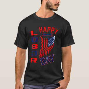 T-shirt Messy Bun Drapeau Américain Fête du Travail Hommes