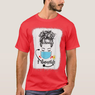 T-shirt Messy Bun Éffrayant Adjoint en soins infirmiers ce