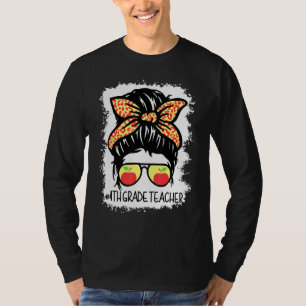 T-shirt Messy Bun Leopard 4e année Enseignant