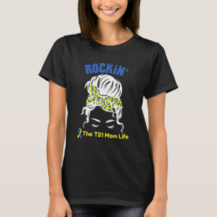 T-shirt Messy Bun Leopard Down Syndrome Bandana Rockin' T2