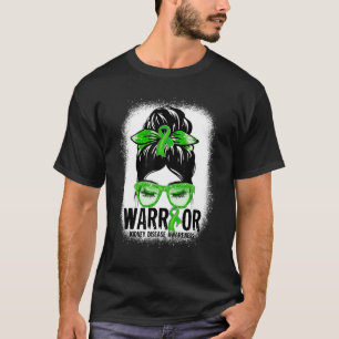T-shirt Messy Bun Leopard Green Ribbon Maladie de rein War