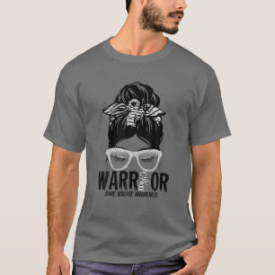 T-shirt Messy Bun Leopard Zebra Ribbon Rare Disease Warrio