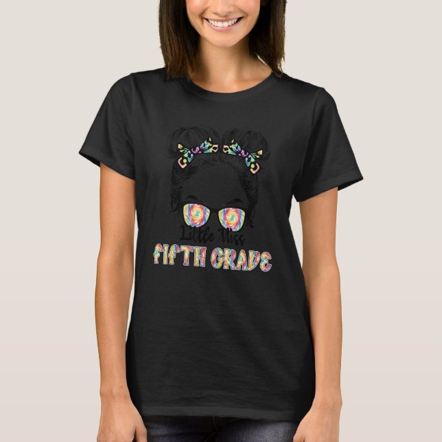 T-shirt Messy Bun Little Miss 5e année Retour à Scho (Devant)