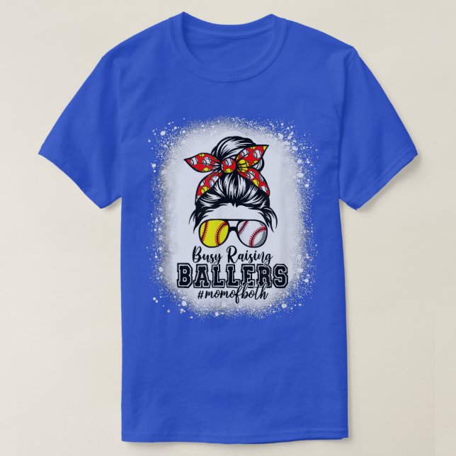 T-shirt Messy Bun Maman de both baseball (Design devant)