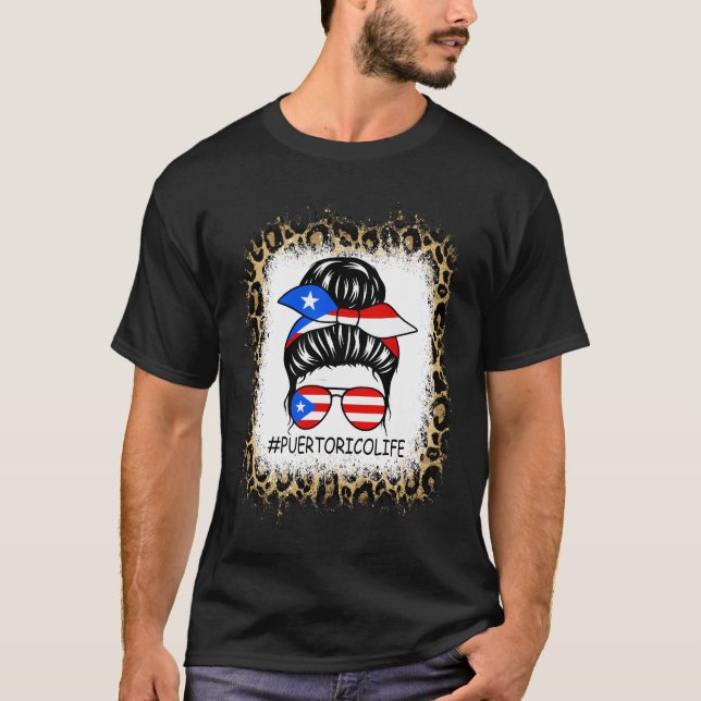 T-shirt Messy Bun Puertorico Life Drôle Femmes American Bl (Devant)