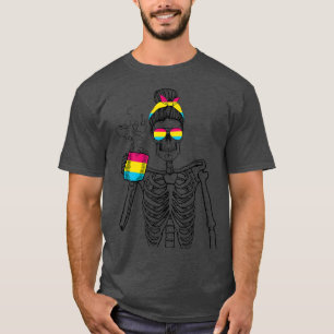 T-shirt Messy Bun Skeleton Boire Café Panseual LGBTQ