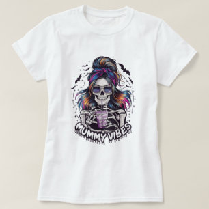 T-shirt Messy Bun Skeleton "MUMMY VIBES"