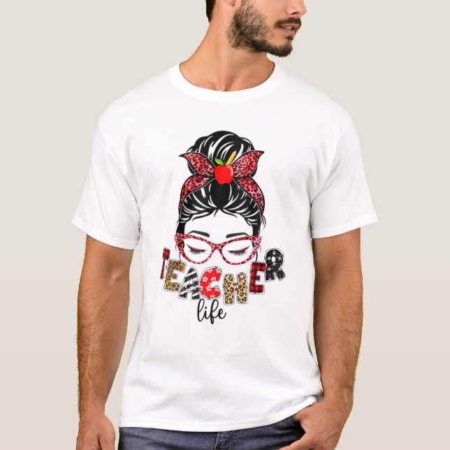 T-shirt Messy Bun Women Retour À L'École (Devant)