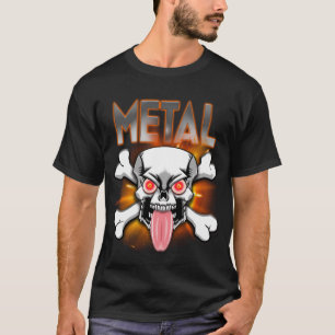T-shirt MÉTAL!  Crâne et os croisés, langue attachée