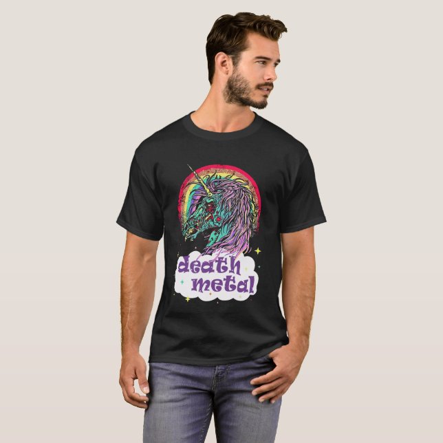 T-shirt Métal de la mort de licorne de zombi (Devant entier)