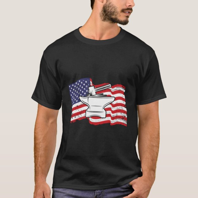 T-shirt Metal Forge Metal Worker Drapeau Américain Patriot (Devant)