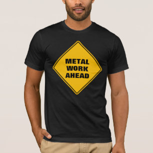 T-shirt Métal jaune amusant travailler avant la prudence p