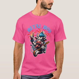 T-shirt Metal Moo-d – Rockin' Cow with a Guitar