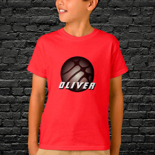 T-shirt Métallurgique Noir Basketball Nom Rouge