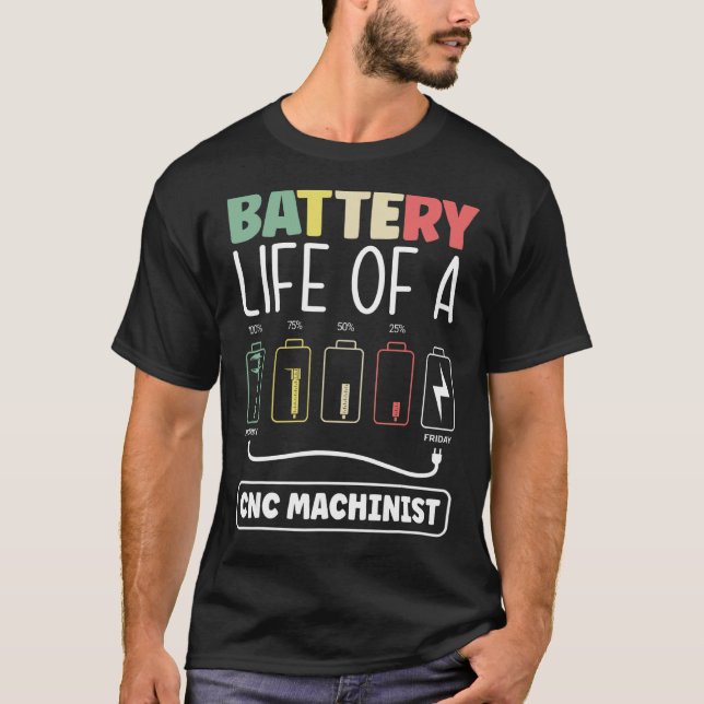 T-shirt Métalworker Machinerie Durée De Vie De Batterie D' (Devant)