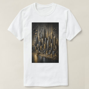 T-shirt Métropole dorée Skyline en micro mosaïque 3D