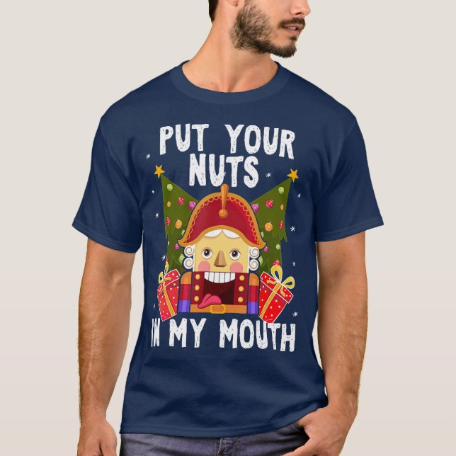 T-shirt Mets Tes Noix Dans Ma Bouche Drôle Gay Noël (Devant)