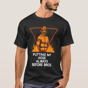 T-shirt Mettre mon tuyau avant mes frères Humour de pompie