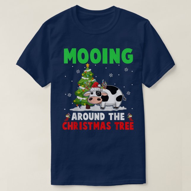 T-shirt Meuglements autour du sapin de Noël Santa Renne Va (Design devant)
