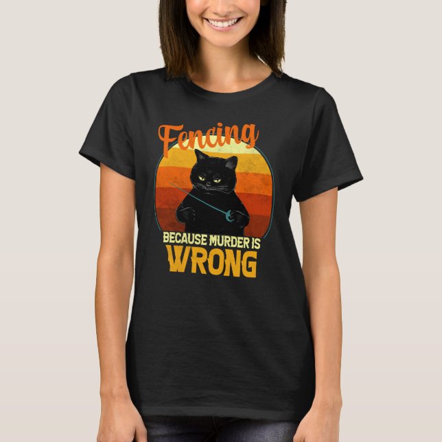 T-shirt meurtre de chat d'escrime (Devant)