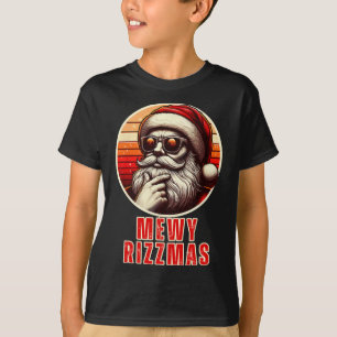 T-shirt Mewy Rizzmas Drôle Père Noël Mewing Joke Rizz Mens