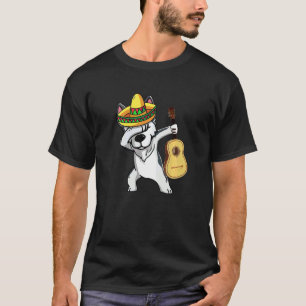 T-shirt Mexicain Dabbing Husky Cinco De Mayo Poncho Sombre