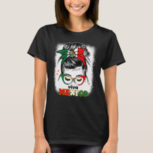 T-shirt Mexicaine Femmes Viva Mexico Messy Bun Cheveux Mex