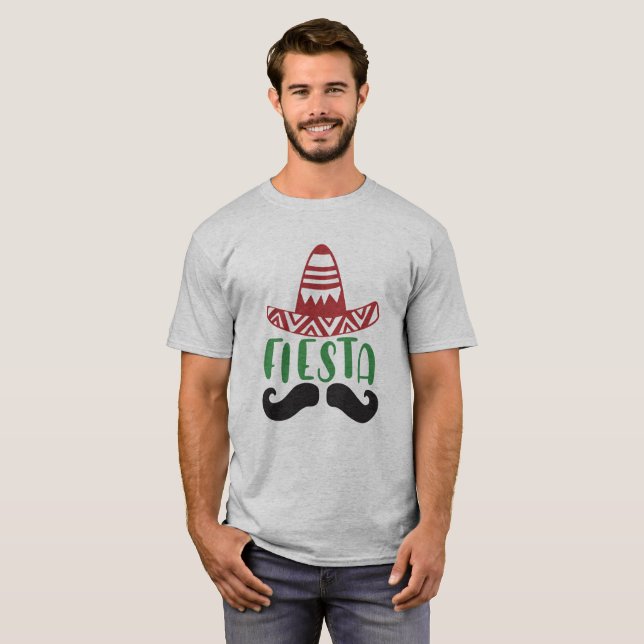 T-shirt Mexican Fiesta Mustache-Sombrero Design (Devant entier)