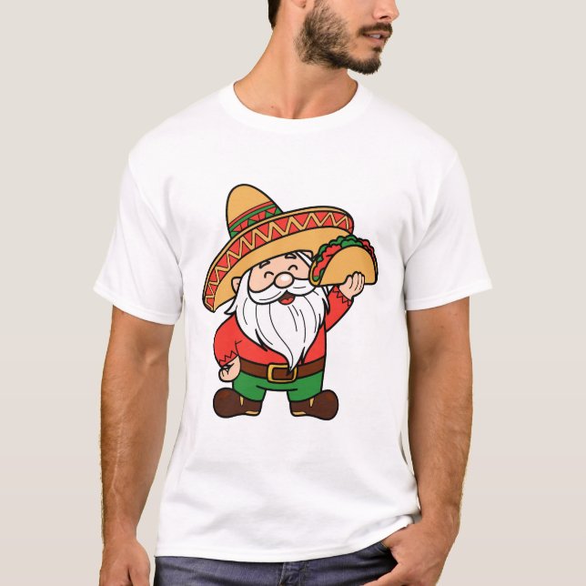 T-shirt Mexican Gnome with Taco Design Funny Cinco de Mayo (Devant)