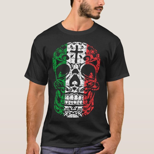 T-shirt Mexican Sugar Skull Pride Calavera Day Dead Cinco  (Devant)