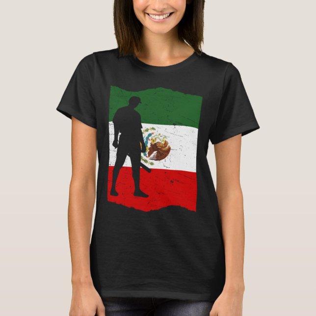 T-shirt Mexico Baseball Flag for Mexican Baseball Fans Vin (Devant)