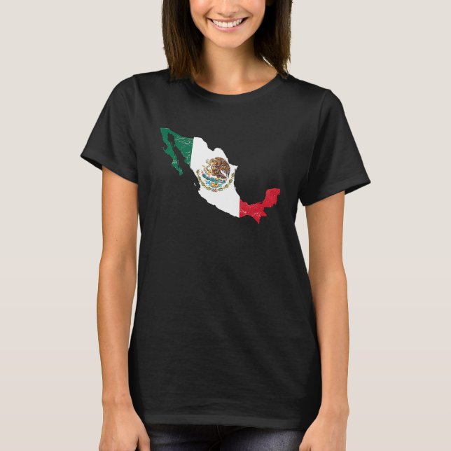 T-shirt Mexico flag with Mexican map distressed (Devant)
