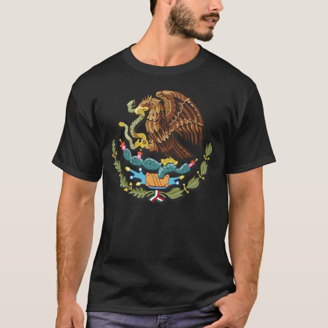 T-shirt Mexico Independence Eagle Snake Design Cartoon Mex (Devant)