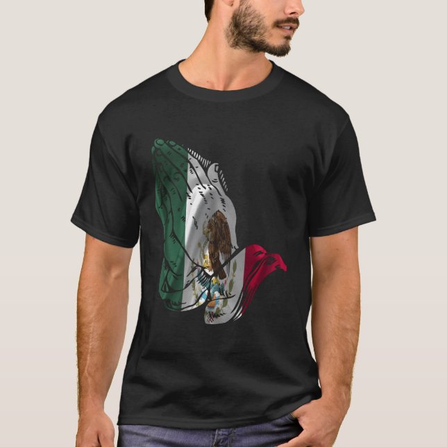 T-shirt Mexique Drapeau Mains De Prière (Devant)