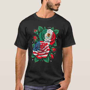 T-shirt Mexique Drapeau Mexicain USA Drapeau Américain Ros