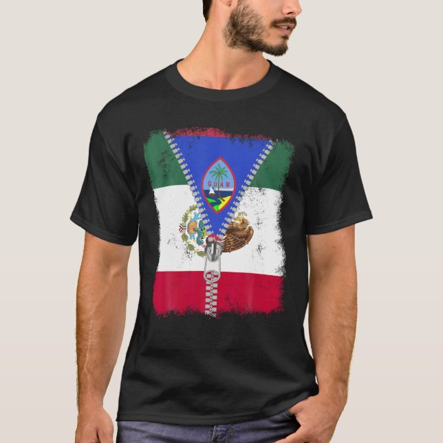 T-shirt Mexique Guam Chamorro Drapeau zip T Chemise (Devant)