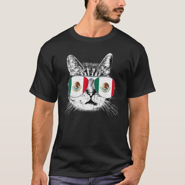 T-shirt Mexique Mexique Drapeau Pays Racines Cat Pride (Devant)
