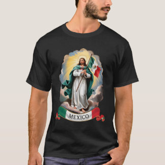 T-shirt Mexique San Judas Tadeo tenant le drapeau du Mexiq