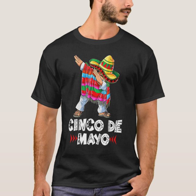 T-shirt Mexique Sombrero Cinco Dabbing Dab De Poncho Mayo (Devant)