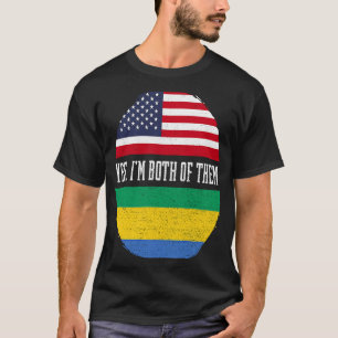 T-shirt Mi-Américain moitié Gabonais USA Drapeau Gabon Hér