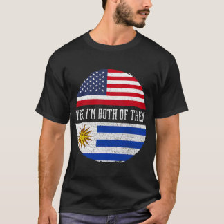 T-shirt Mi-Américain moitié uruguayen USA Drapeau Uruguay 