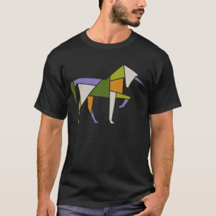 T-shirt Mi-Siècle Moderne Puissant Unicorne Tangram Animal