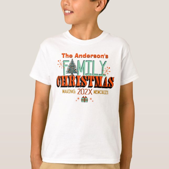 T-shirt Mi-siècle Noël de famille (Devant)