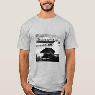 T-shirt Mi-teinte noir et blanc de la cabane sur un