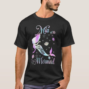 T-shirt Mia De L'Anniversaire Fille Sirène Fête Famille Ma