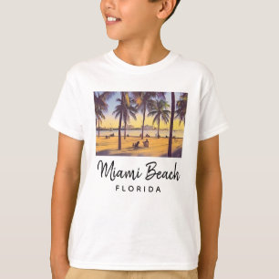 T-shirt Miami Beach Floride Aquarelle Vintage Art