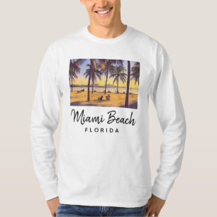 T-shirt Miami Beach Floride Aquarelle Vintage Art