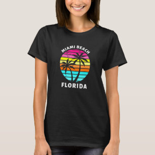 T-shirt Miami Beach Floride Coucher de soleil Palm Trees F